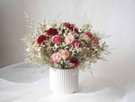CLARA – white and pink dried flowers in a white ceramic vase11
