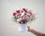 CLARA – white and pink dried flowers in a white ceramic vase12
