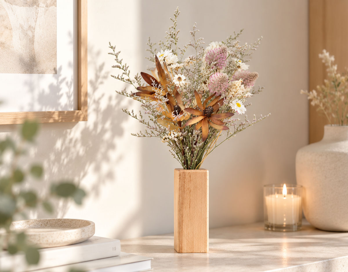 ELORA – dried flowers in a wooden vase
