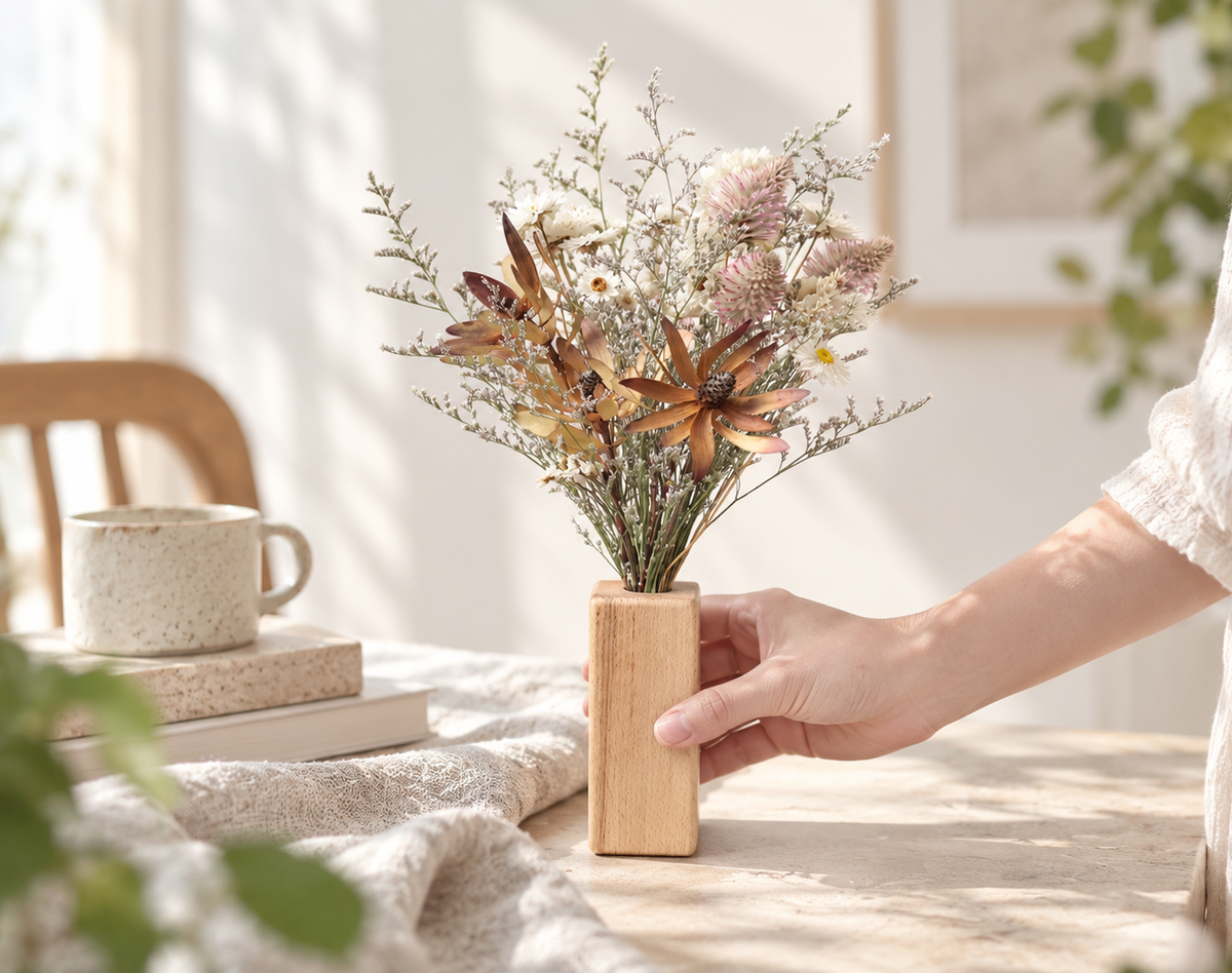 ELORA – dried flowers in a wooden vase