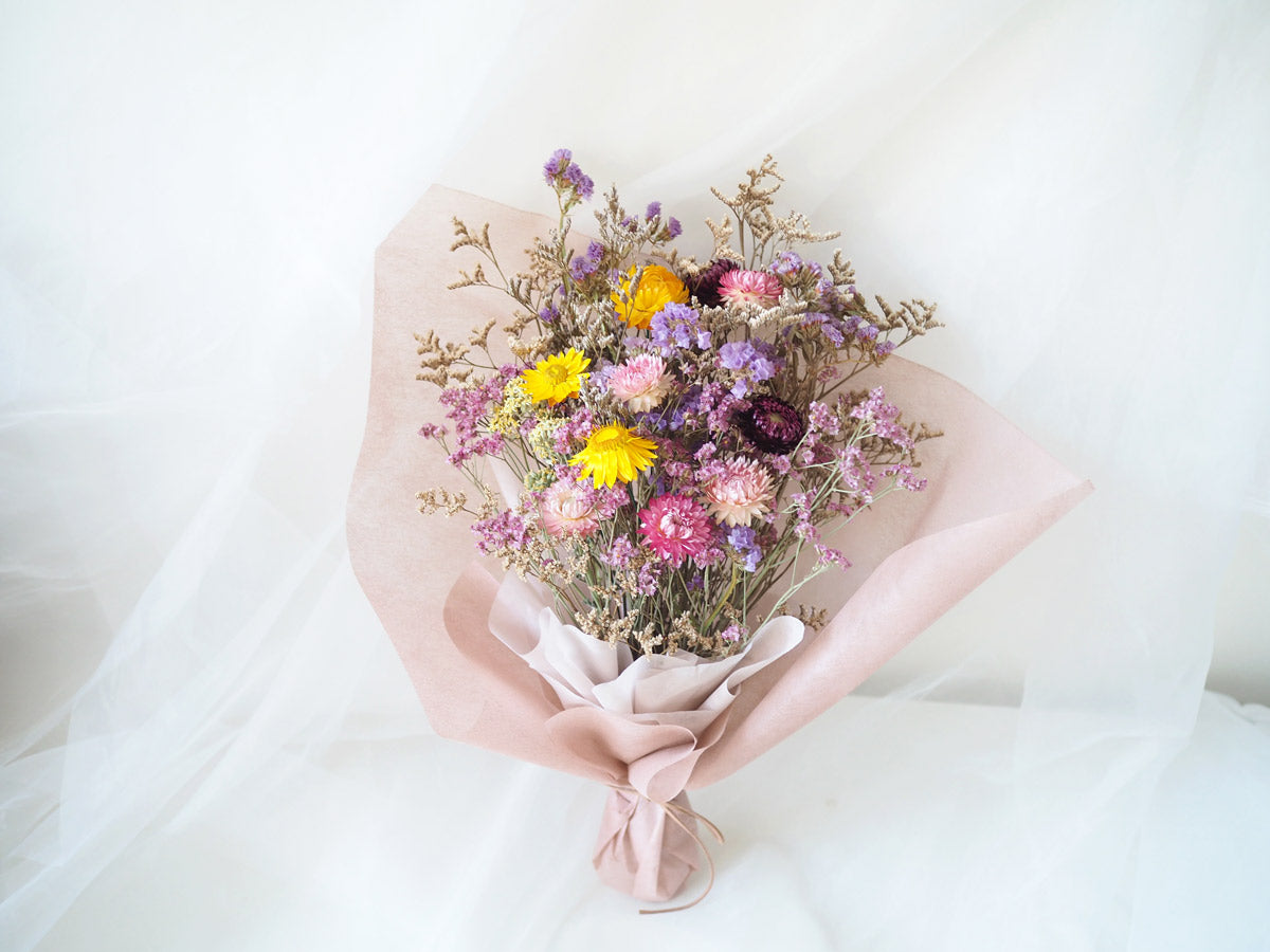 JESS - dried flower bouquet in pink, yellow and lilac-3