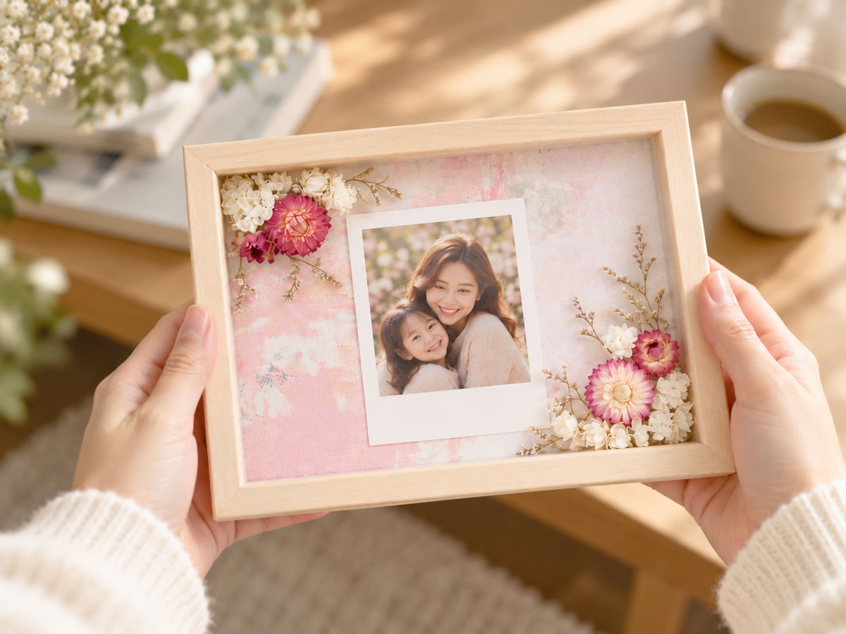 LOLA - Personalised Dried Flower Photo Frame with Photo Printing