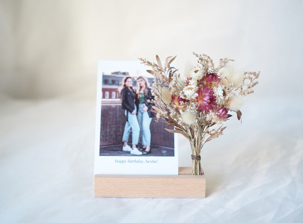 Pink Dried Flower Photo Holder + Photo Printing