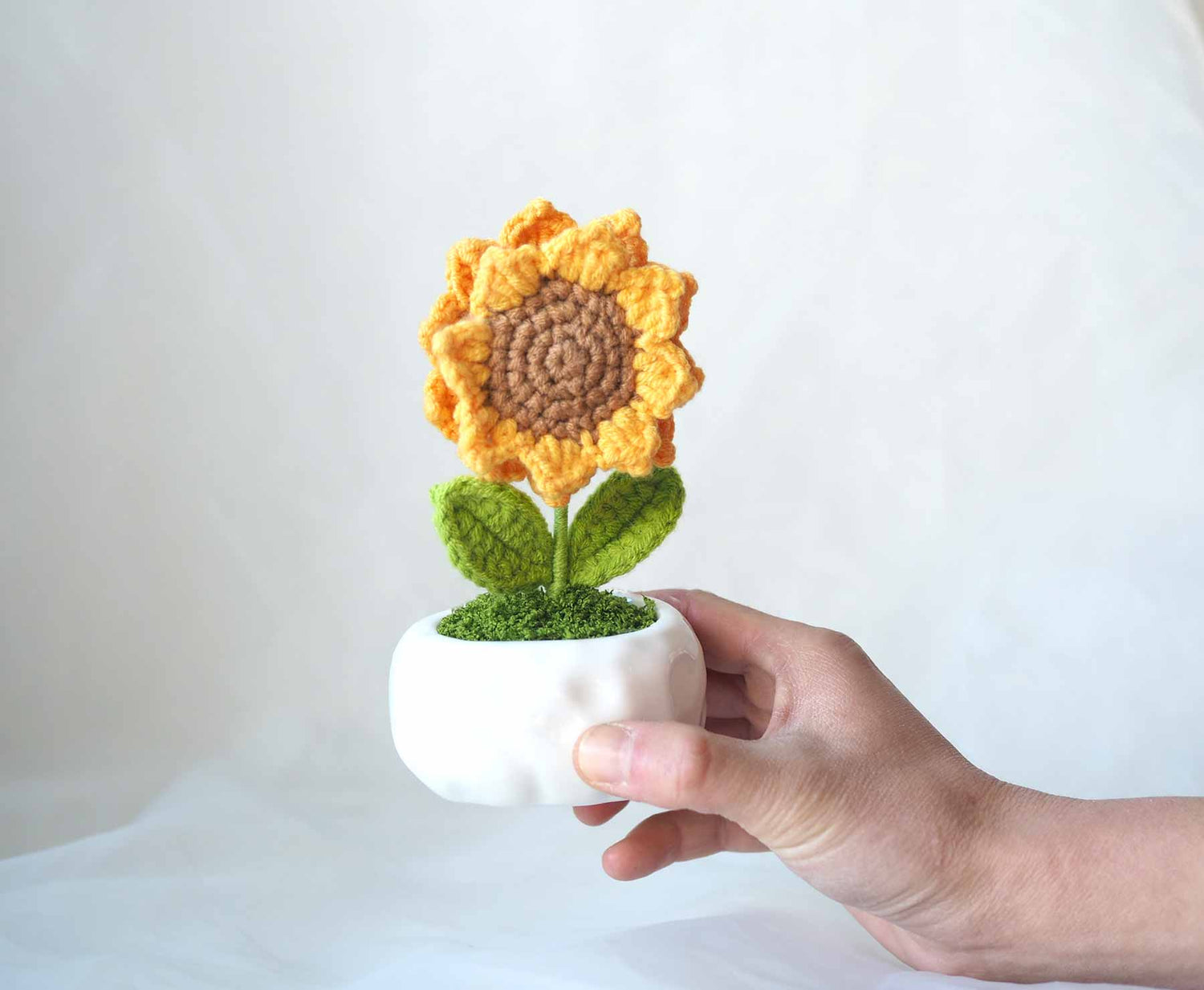 Sunny Buddy - Small Crochet Sunflower in Ceramic Pot Gift