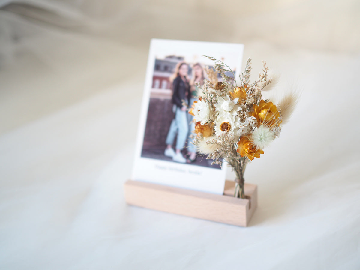 Yellow Dried Flower Photo Holder + Photo Printing