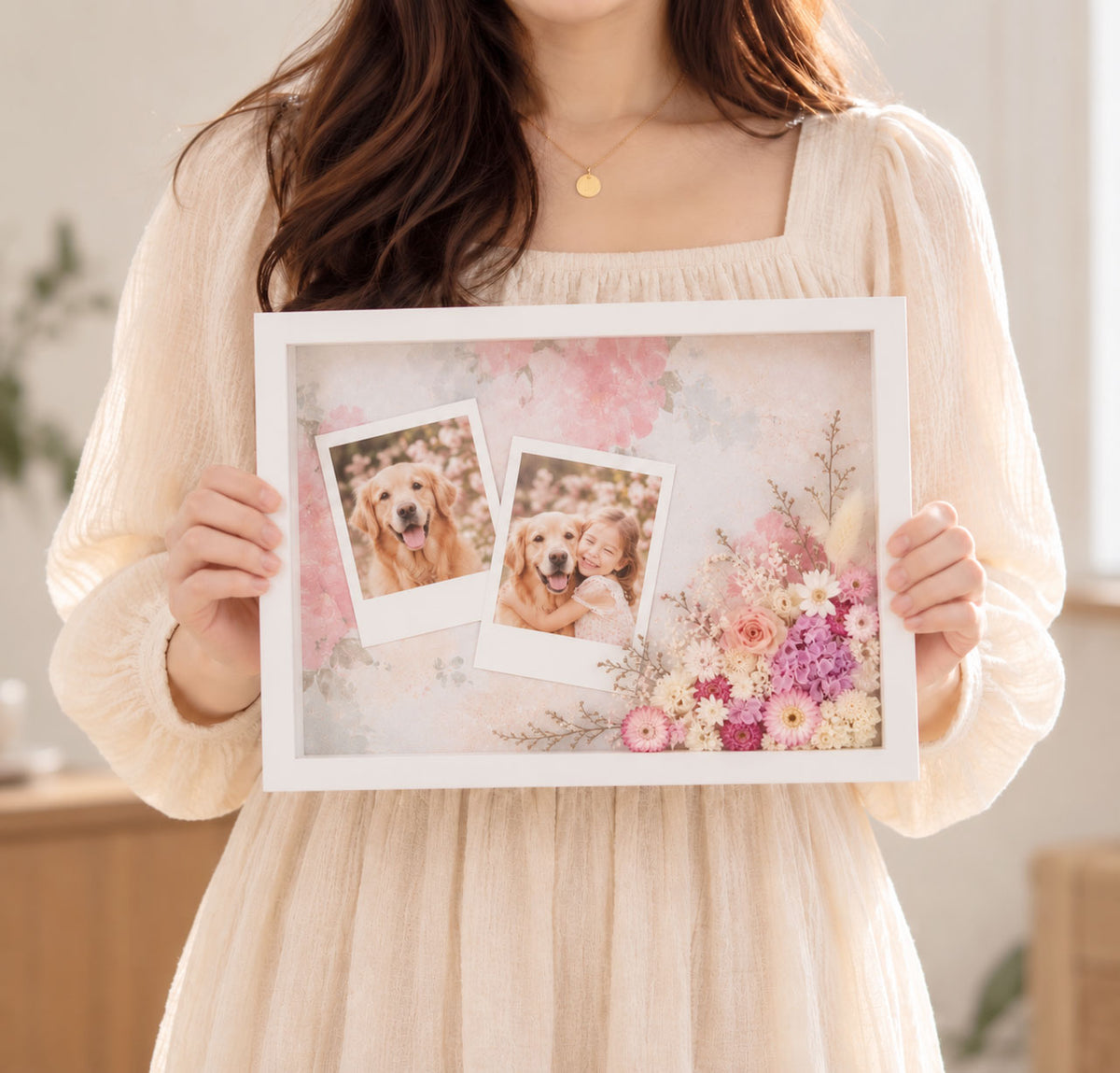 MABEL – Personalised Dried Flower Photo Frame with Photo Printing